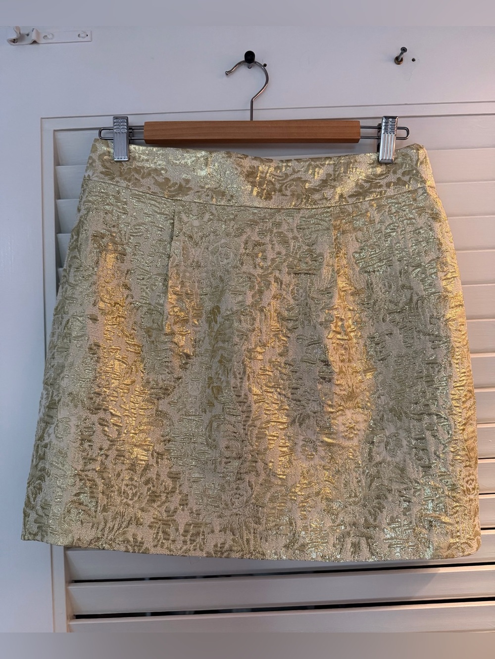 Gold brocade mini skirt, Johnnie B, size 30